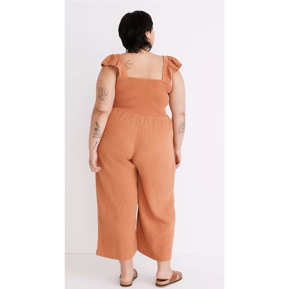 Madewell Lightspun Lucie Flutter Sleeve Jumpsuit Womens Orange Gauze Knit Sz 26W - Picture 11 of 11